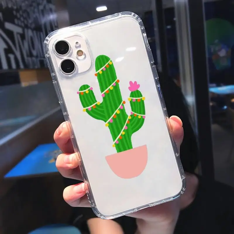 

Green Cactus Plant Phone Case Transparent soft For iphone 5 5s 5c se 6 6s 7 8 11 12 plus mini x xs xr pro max