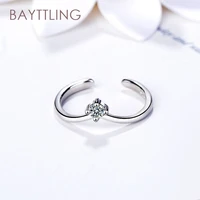 bayttling new silver color fine glossy v shaped open zircon ring for women luxury wedding jewelry gifts
