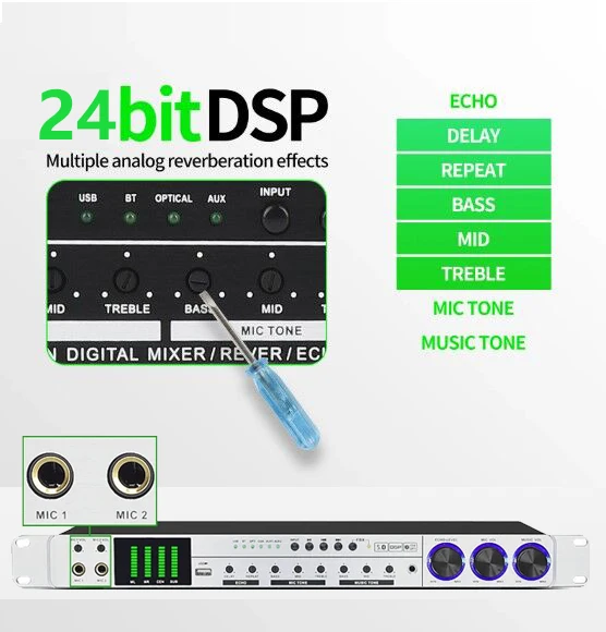 Цифровой аудиоэффект Bluetooth процессор с 24 бит DSP профессиональный микрофонный