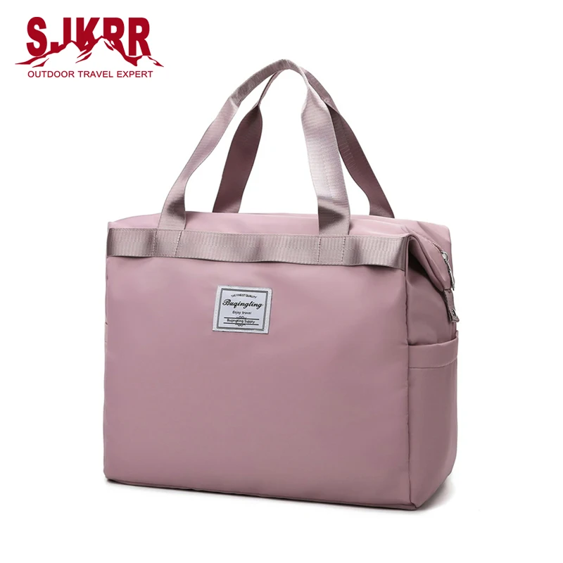 

S.IKRR Waterproof Sports Fitness Bag For Women Solid Color Casual Large Capacity Gym Bags Weekend Travle Duffle Bag Packing Cube