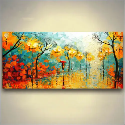 

Large Size Hand-painted Abstract Scenery Oil Painting Canvas Streetscape