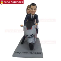 bride and groom riding motorcycle wedding theme cake stands cake toppers motorbike figurines dolls
