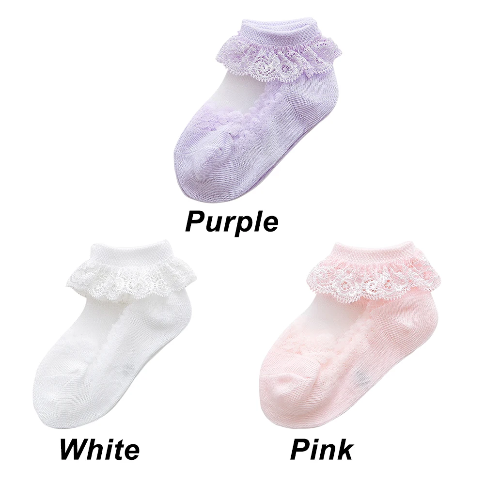 1 пара кружевных газовых гофрированных детских носков до лодыжки бант для