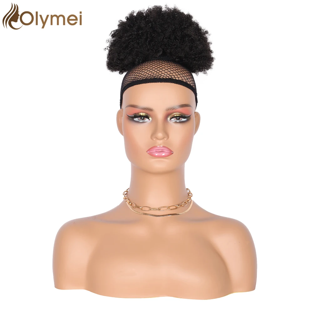 

Olymei синтетические Короткие афро кудрявые пучки, пучок волос, Женский кудрявый пучок для наращивания волос с зажимом