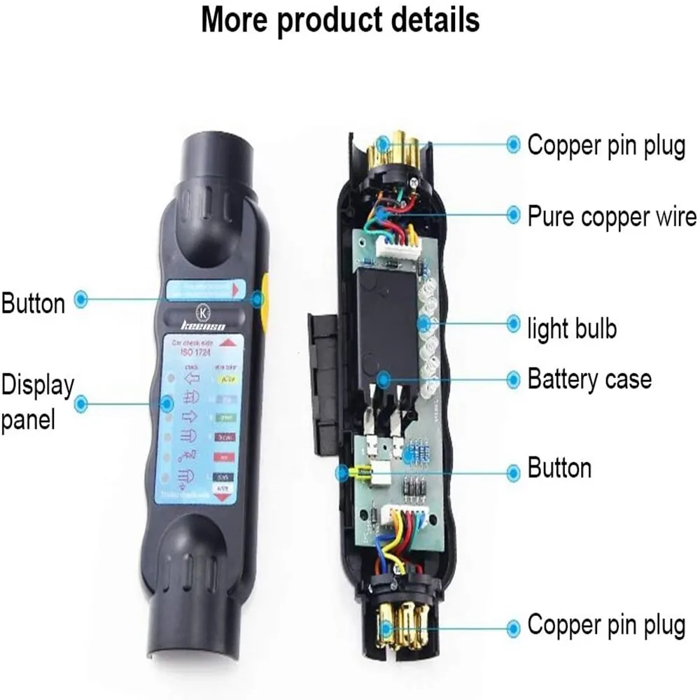 European 12v 7 Pin Car and Trailer Towing Lights Plug Socket Cable Wiring Circuit Tester ​Tool Testing |