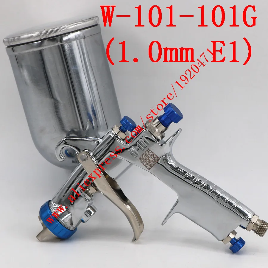 101G(1.0mm E1 Cap) Импортные W101 134g пистолет-распылитель W-101 hvlp пистолет W101 ручной пистолет для распыления краски пластиковый бак 0,8/1,0/1,3/1,5/1,8 мм - Цвет: 101G(1.0mm E1 Cap)