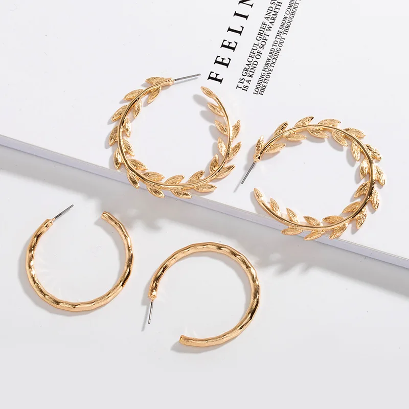 

Серьги-гвоздики женские, с геометрическими фигурами и листьями