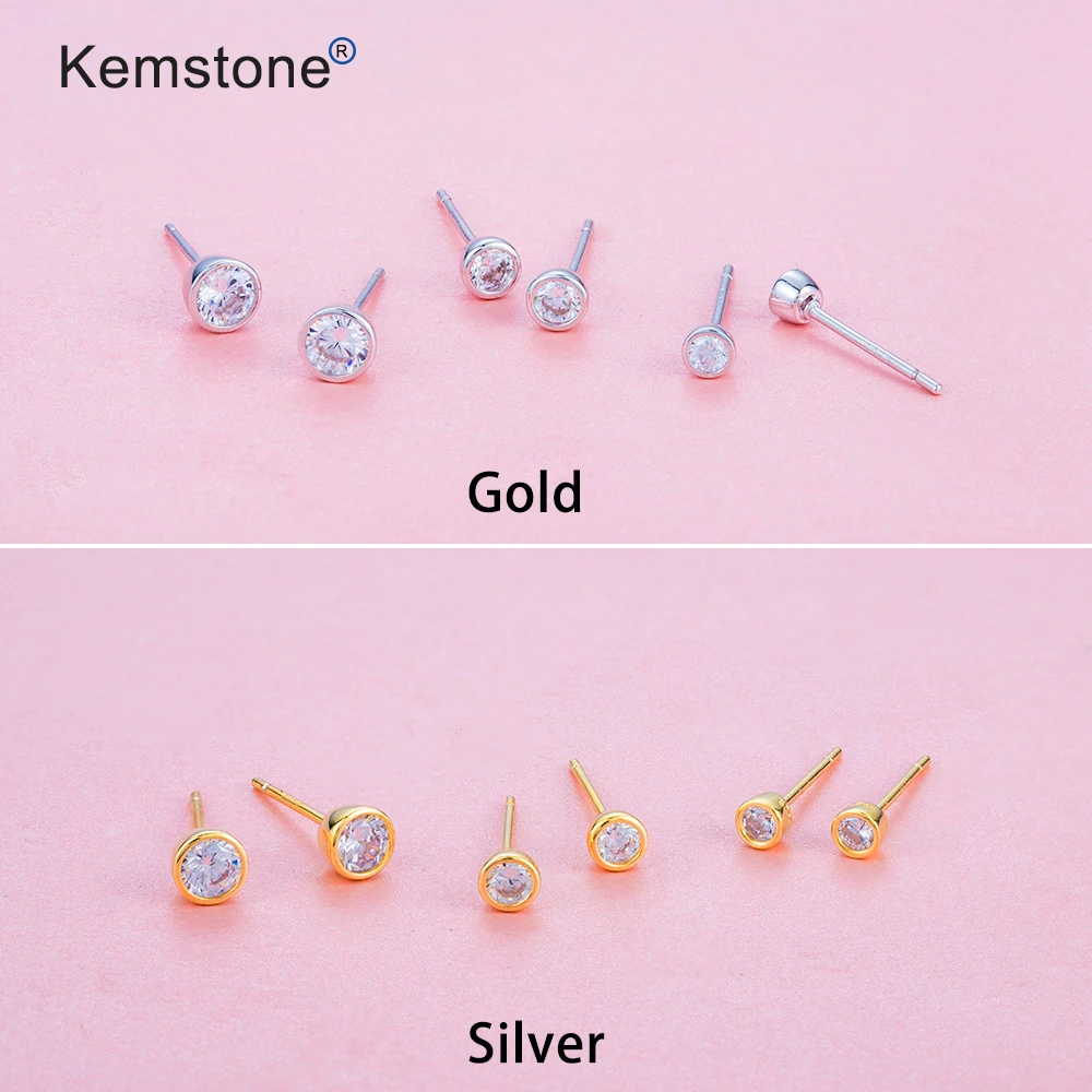 Kemstone модные 925 пробы серебряные белые круглые серьги с цирконием кубической огранки ювелирные изделия подарок для женщин