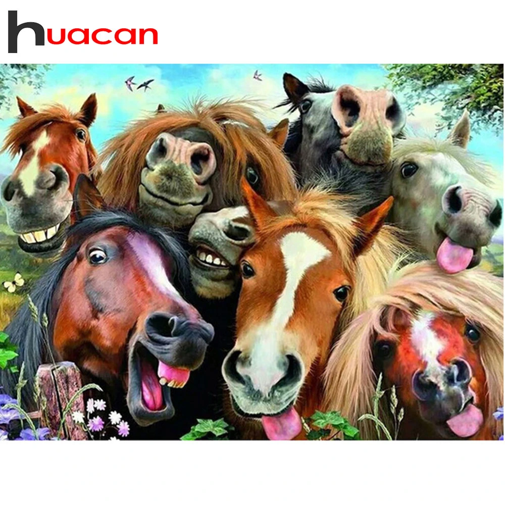Huacan 5D DIY Алмазная картина лошади полная квадратная Алмазная вышивка Животные вышивка крестиком Стразы мозаичное украшение