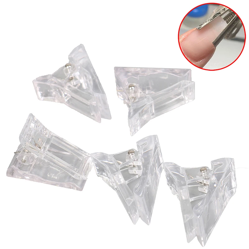 

5pcs Poly Nail Gel Quick Building Nail Tips Clip Finger Extension UV Plastic Builder Nail Mold Crystal Gel Clips Manicure Tools