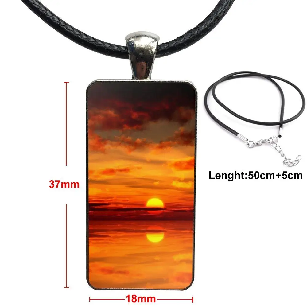 Для женщин и мужчин вечерние море небо песчаный пляж Закат стеклянный кулон