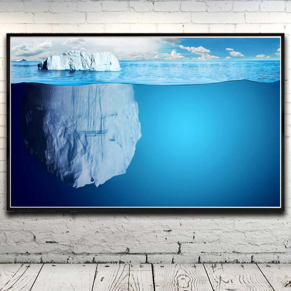 Морской пейзаж Айсберг облака живопись скандинавский стиль украшения Плакаты и