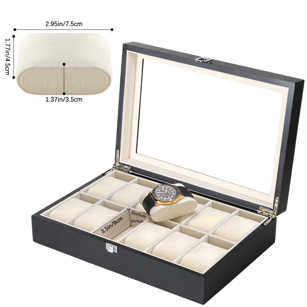 Контейнер для часов 1/2/6/10/12 отделений черный на молнии | Наручные часы