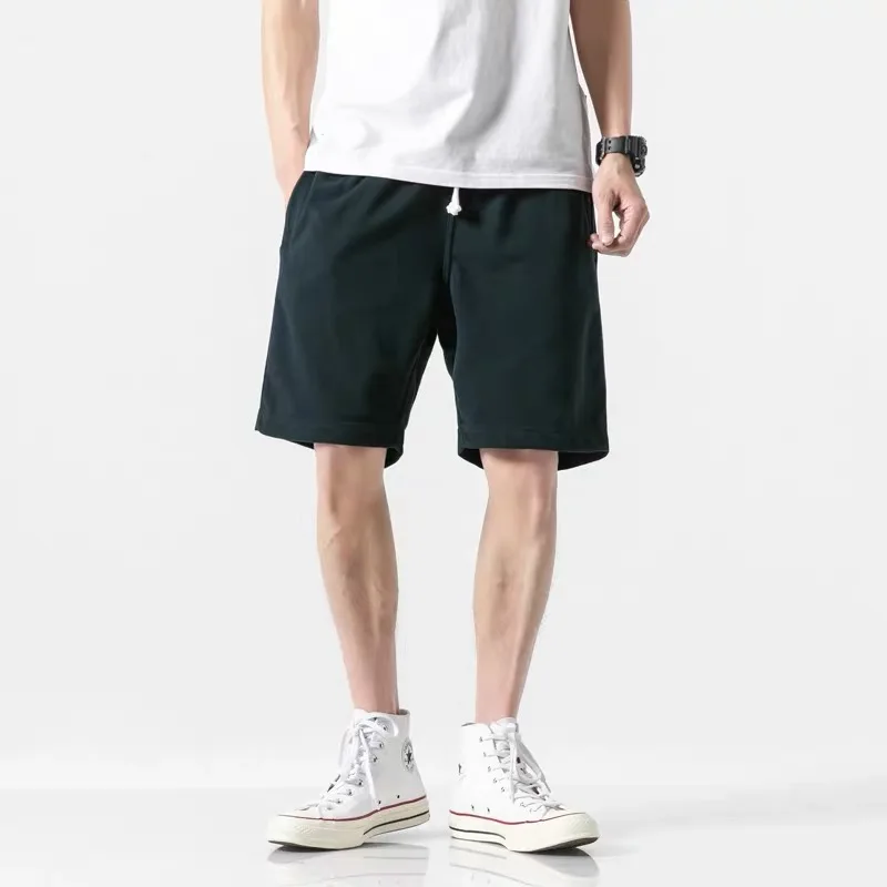 Свободные хлопковые спортивные шорты мужские однотонные брюки для фитнеса бега