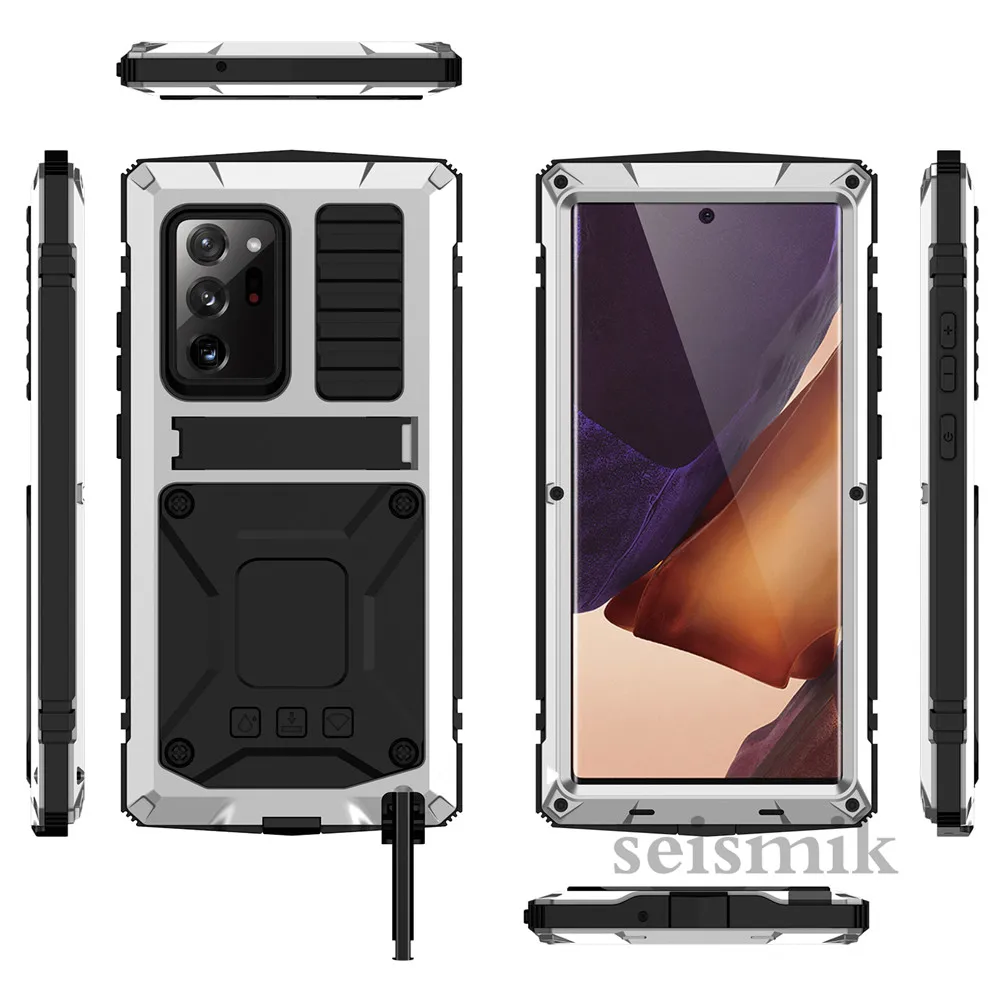 

Luxury Doom Armor Case For Samsung Galaxy Note20 Note20Ultra Alloy Silicone Protection Mobile Phone Anti-fall Dustproof Bracket