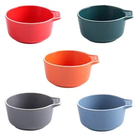 5pcs ceramic baking bowls mousse pudding cups with single handlemixed color