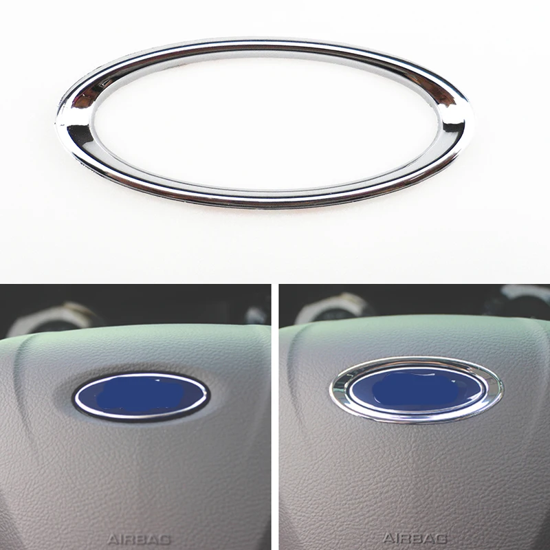 

Новинка 2019, креативная хромированная 3d-наклейка на руль для Kuga Escape, Focus, Mondeo для автомобиля Ford Fiesta Ecosport