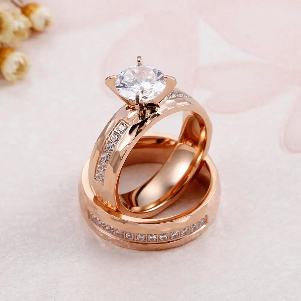 Kalen романтический циркон кольца для пар Стразы нержавеющая сталь