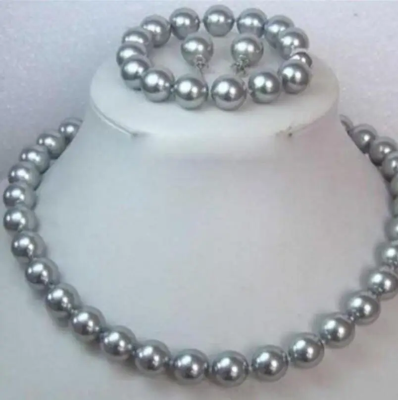 Бесплатная доставка 8 мм серый жемчужное ожерелье браслет/серьги | Украшения и