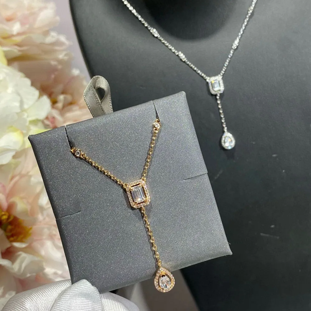 Женское ожерелье из серебра 925 пробы с классической геометрической подвеской |