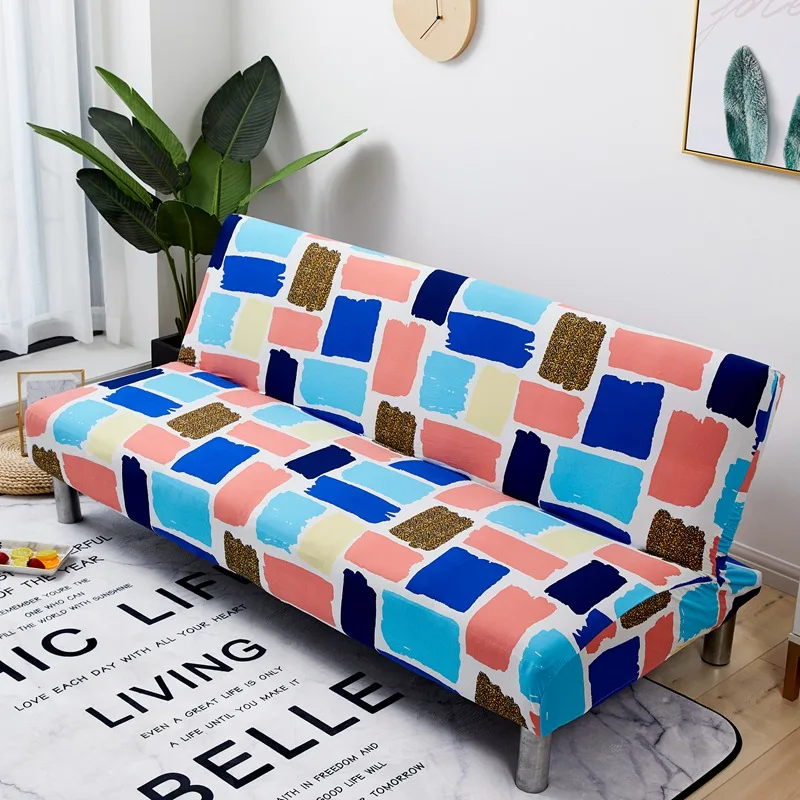 Геометрический эластичный чехол без подлокотника складной для дивана и кровати