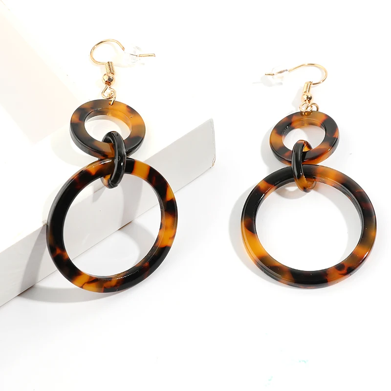 Ретро Черепаховые Серьги Геометрические акриловые серьги для женщин большие