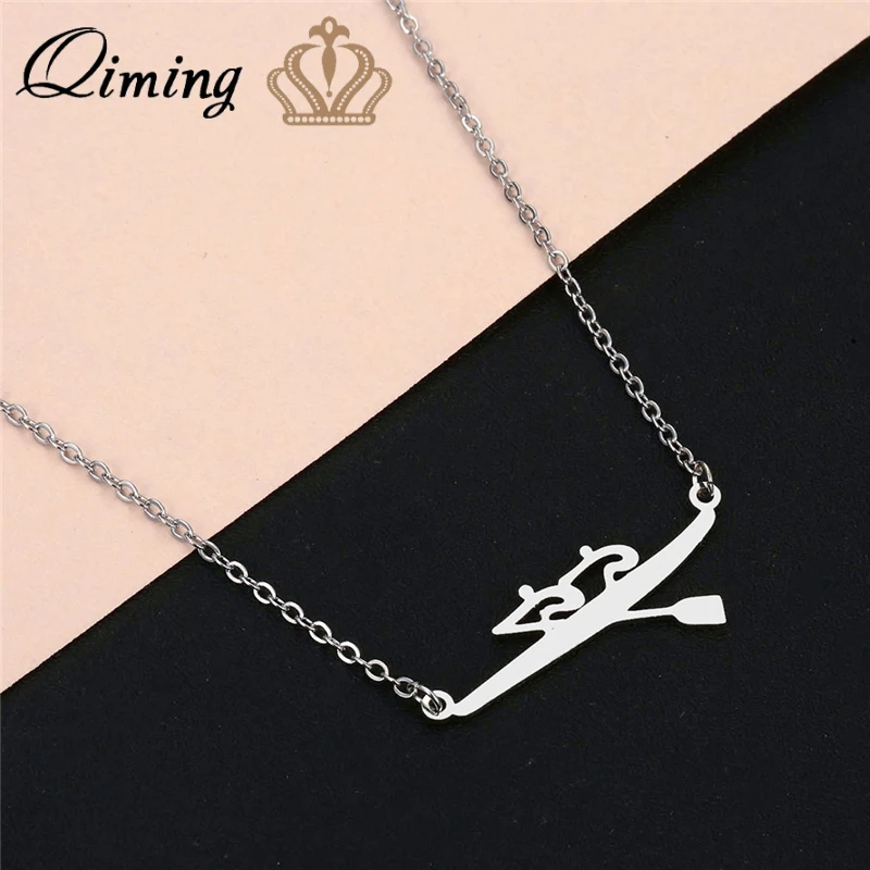 QIMING гребной лодка подвеска ожерелье из нержавеющей стали золото серебро модные ювелирные изделия аксессуары Прямая поставка