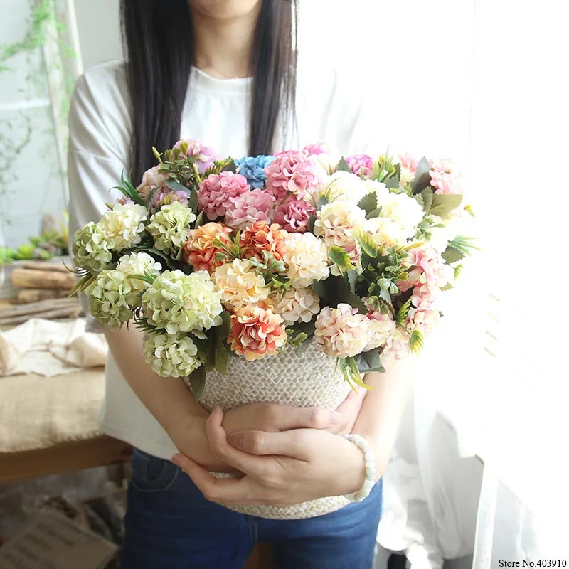10 головок Искусственные цветы гортензии искусственный цветок маленький букет