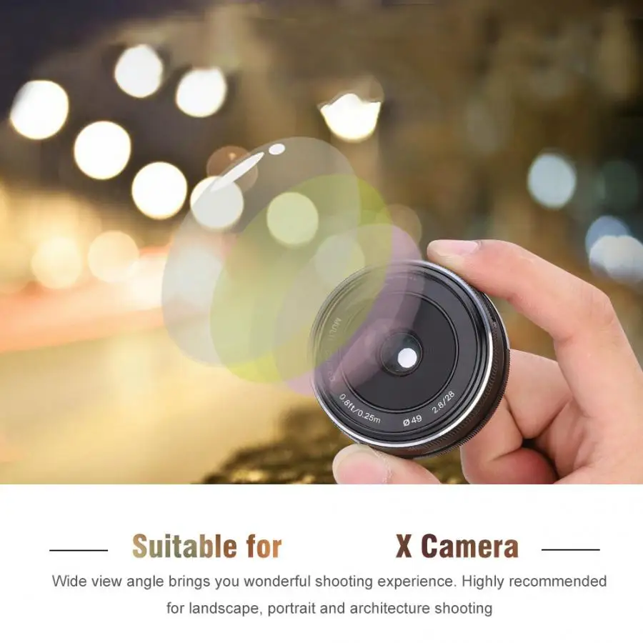 Lente para celular MEIKE 28 мм F2.8 APS-C объектив с ручным фиксированным фокусом для Fuji X Mount беззеркальных камер чечевица
