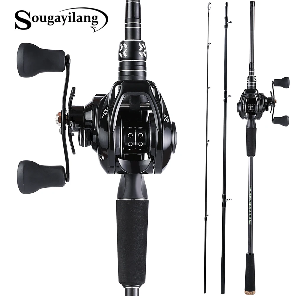 Удочка из углеродного волокна и Катушка Sougayilang 3 секции 1 8 2 4 м комплект 12 +