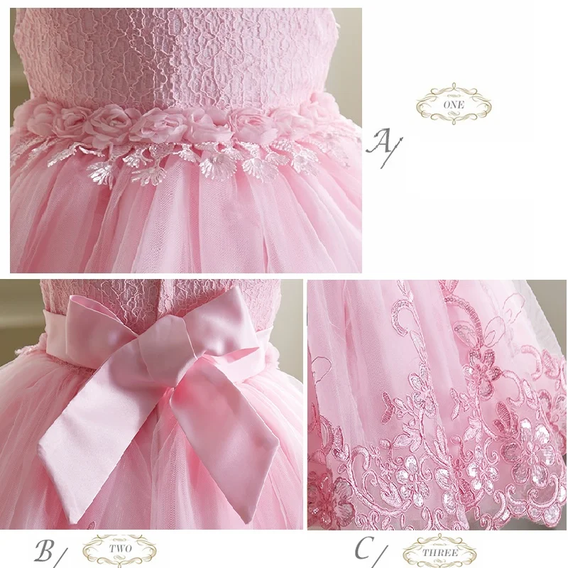 

Baby Dress Beading Lace Princess Dress Flower Girls Kids Dresses For Girls Elegant Party Formal Pageant Sleeveless Girl Clothes