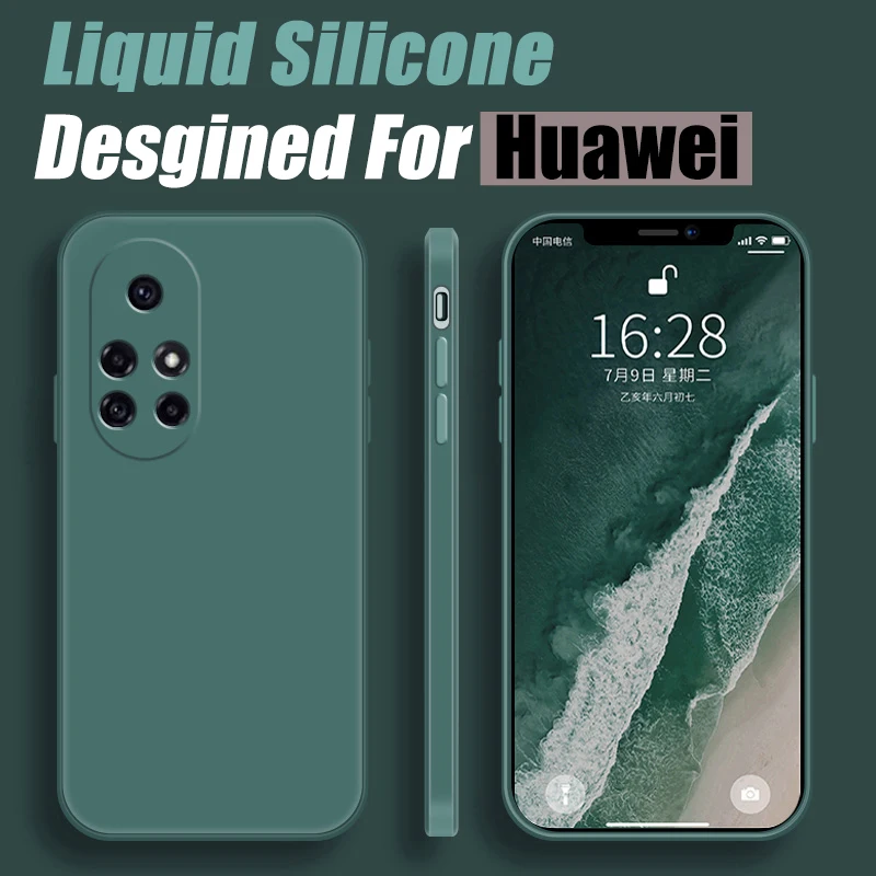 

Роскошный квадратный чехол из жидкого силикона для телефона Huawei Nova 9 8 Pro 7 7i 6 5 5i 5z Honor 50 SE 30 20 Lite 5G матовый противоударный чехол