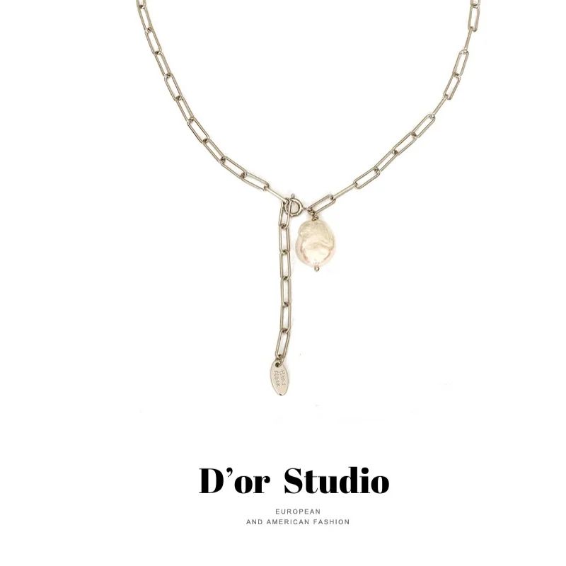 

Baroque Pearl mosaic Necklace clavicle chain French retro high-grade natural Baroque shaped Pearl Necklace