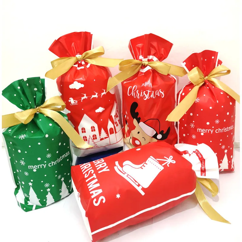 10 шт./лот рождественские конфеты пластиковые подарочные пакеты для печенья
