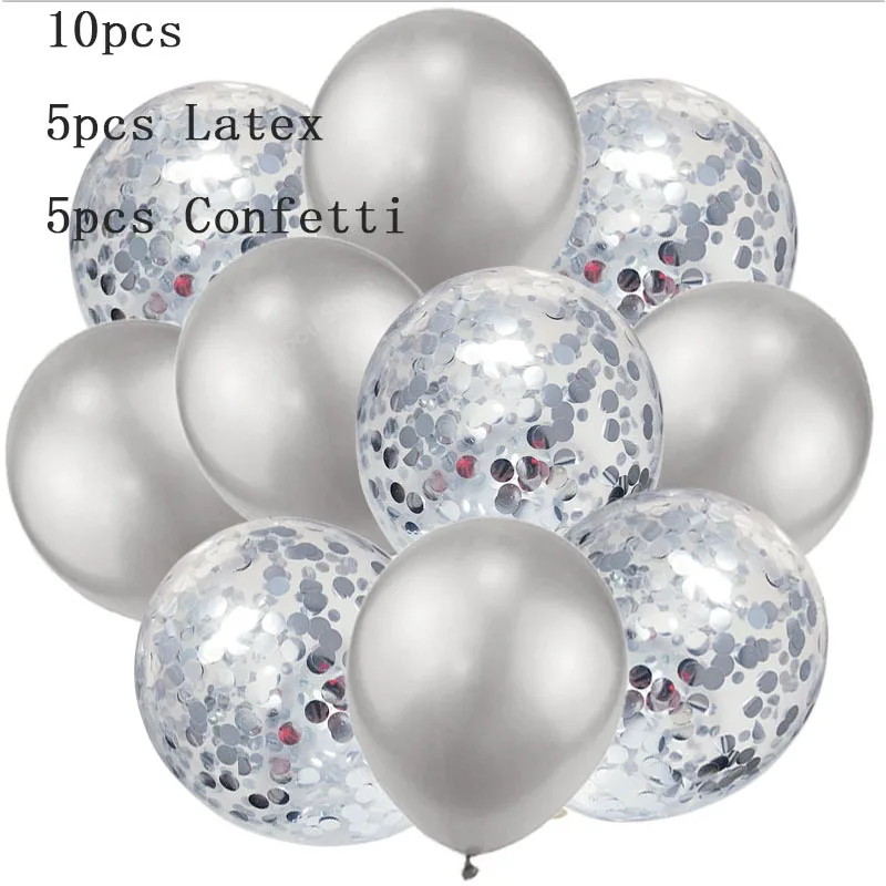 latex silver 10 шт./компл. конфетти воздушные шары ко дню рождения свадебные шары шар День рождения украшения детский розовый костюм с рисунком из воздушные шары для дня рождения ХП - Цвет: latex silver