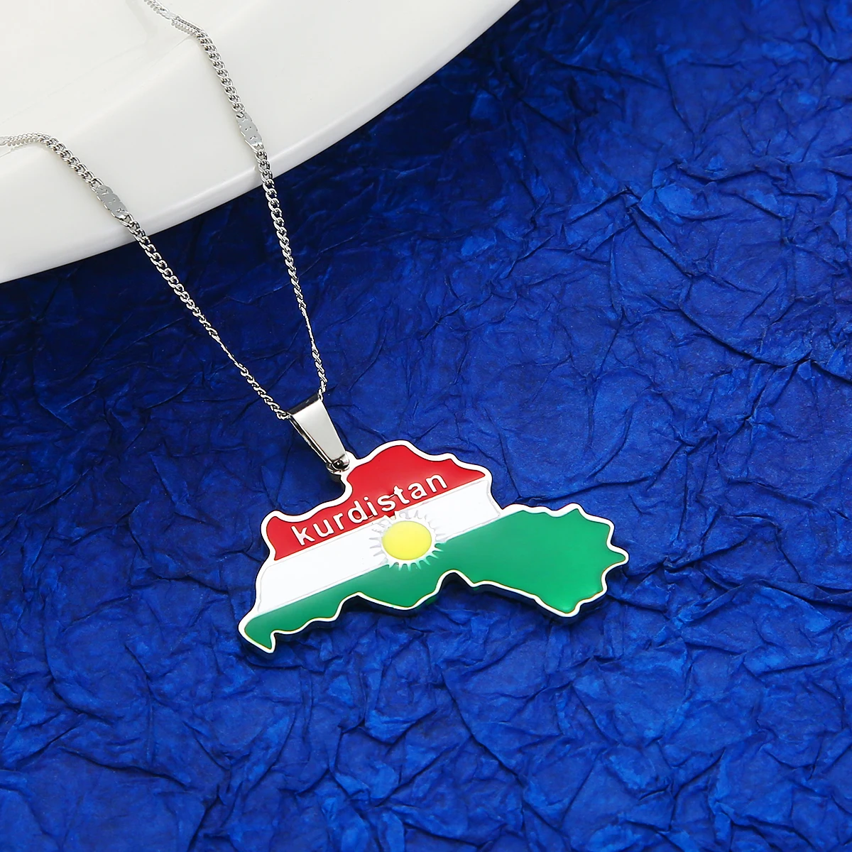 Серебряная Золотая эмаль Курдистан область карты Подвеска Ожерелье для женщин