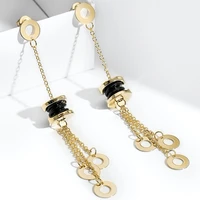 famous design luxury tassel drop dangle long earrings 925 silver needle fashion jewelry for women ceramic china wholesale
