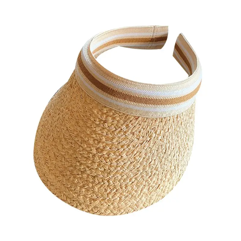Женский соломенный солнцезащитный козырек из рафии шляпа пустая верхняя