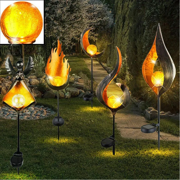

LED Solar Flame Light Metal LED Garden Light Flame Effect Lamp Waterproof Outdoor Lights Landscape Lights Solar Decorative Light