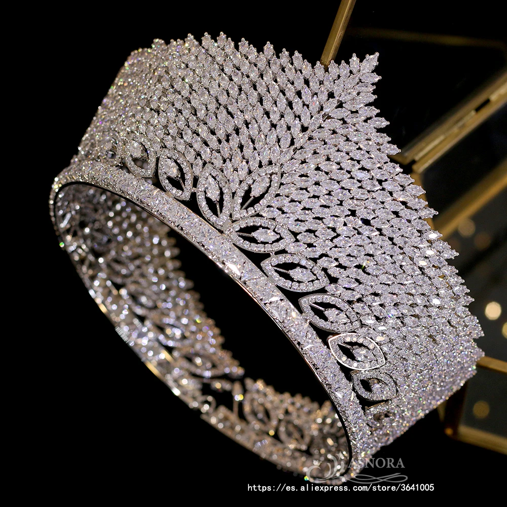 Новая роскошная циркониевая корона большая круглая свадебная тиара в