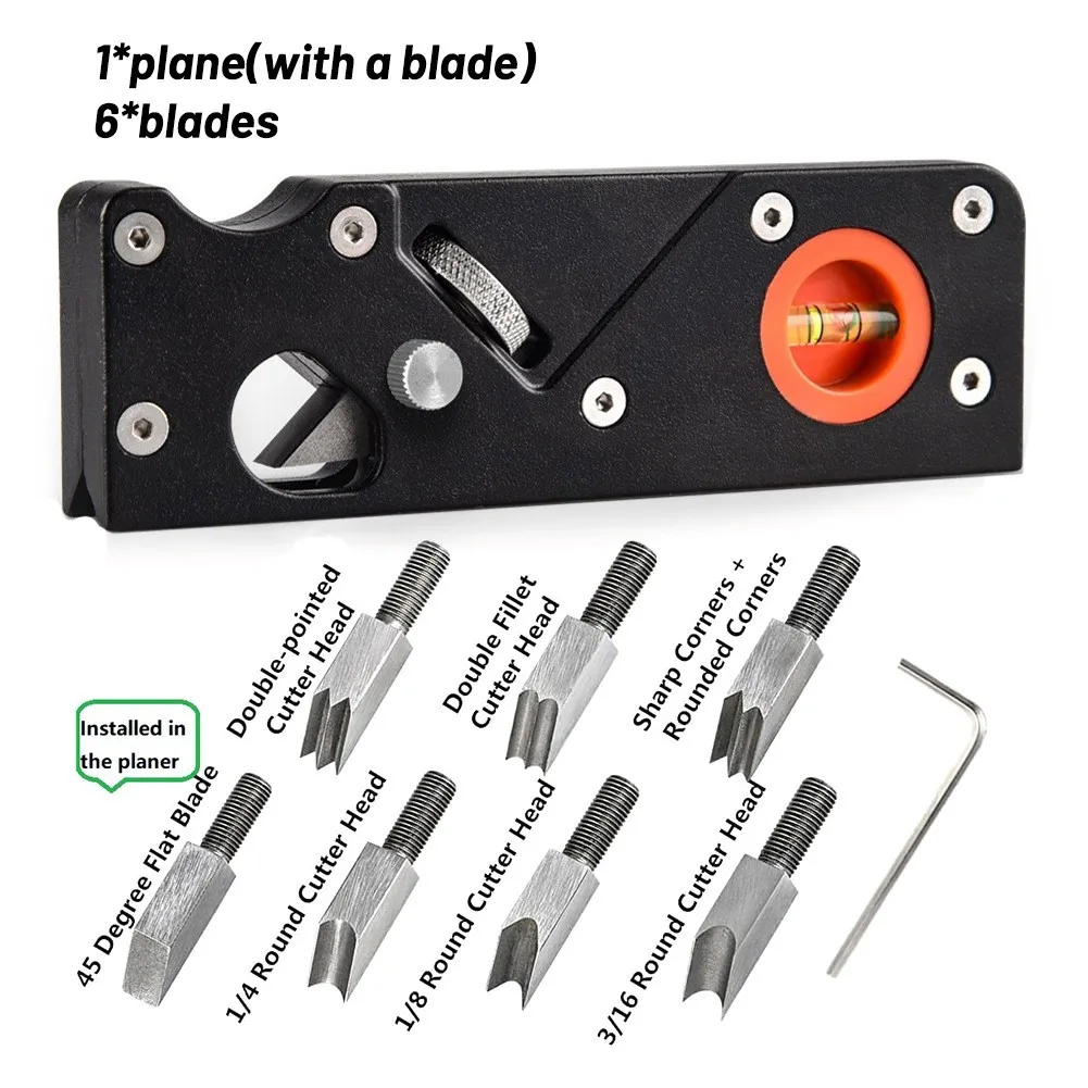 

Plane Blades Set Planer Blades Kit Handheld Chamfer Plane Trimming Tool W/ 45 Degree Bevel And Cutter Head For Woodworking