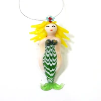 hanging creative murano glass mermaid figurine craft ornament cute japan style cartoon images pendant aquarium decor accessories