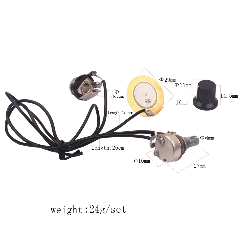 Guitar Piezo Discs Leads with Volume Control Knob for Cigar Box Mandolin Violin Stringed Musical Instruments Parts | Спорт и