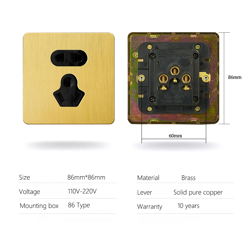 Переключатель настенный золотистый латунный с USB-портом | Строительство и ремонт