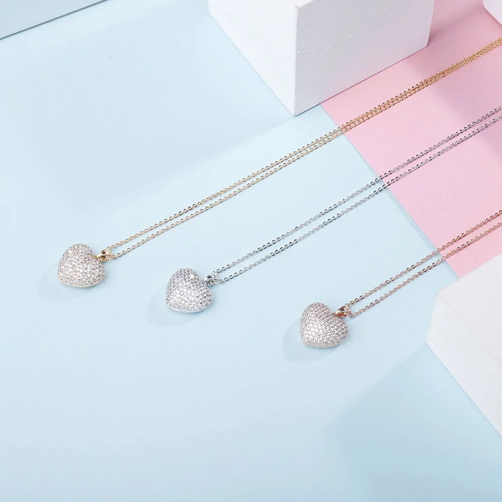 Женское ожерелье с кулоном в виде сердца из фианита милое модное небольшое колье