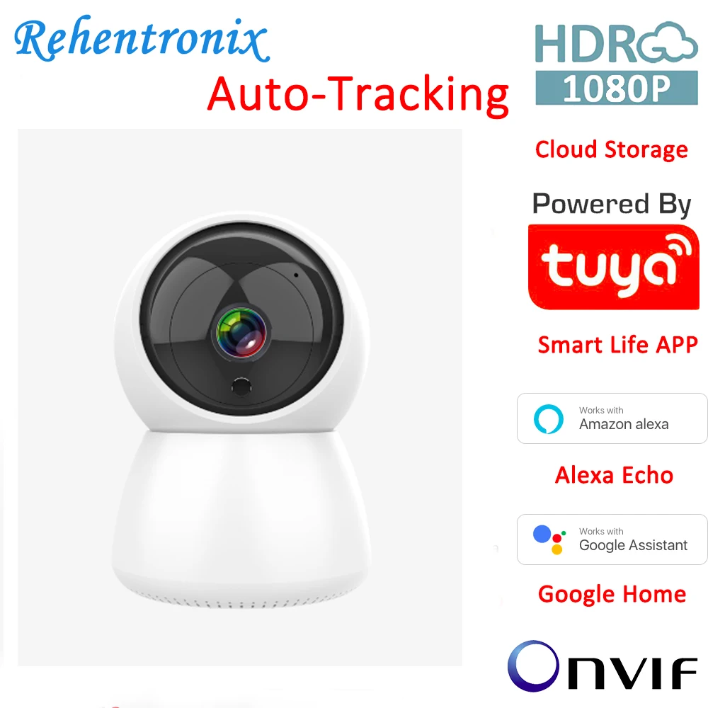 Автоматическое отслеживание Смарт 1080P Full HD Беспроводной Wi Fi TUYA IP камера ONVIF CCTV Alexa