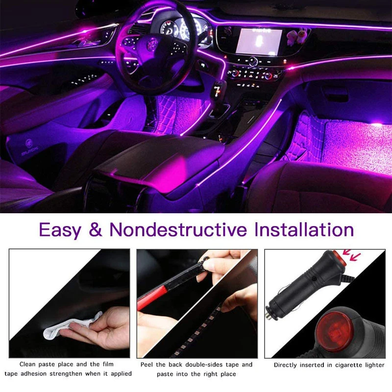 

Car Interior Light Silicone Party Christmas RGB Multi-color Decorative Light Music Voice Wireless Control Light Car Decoration