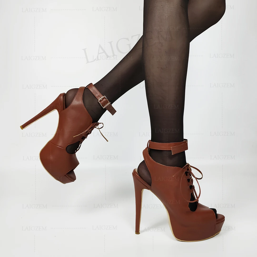 LAIGZEM/очень женские босоножки на платформе Босоножки высоком каблуке с открытым