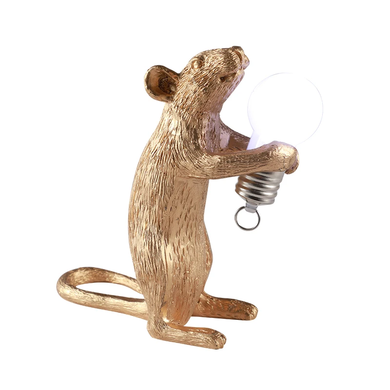

Nordic Resin Animal Rat Mouse Table Lamp Small Mini Mouse Cute LED Night Lights Home Decor Desk Light Fixtures Bedside Luminaire
