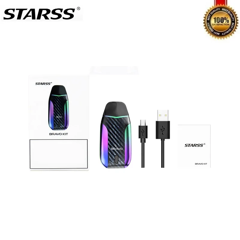 Оригинальный набор вейпа Starss Bravo Pod аккумулятор 1000 мА/ч с 2 мл сетчатая катушка 0 9